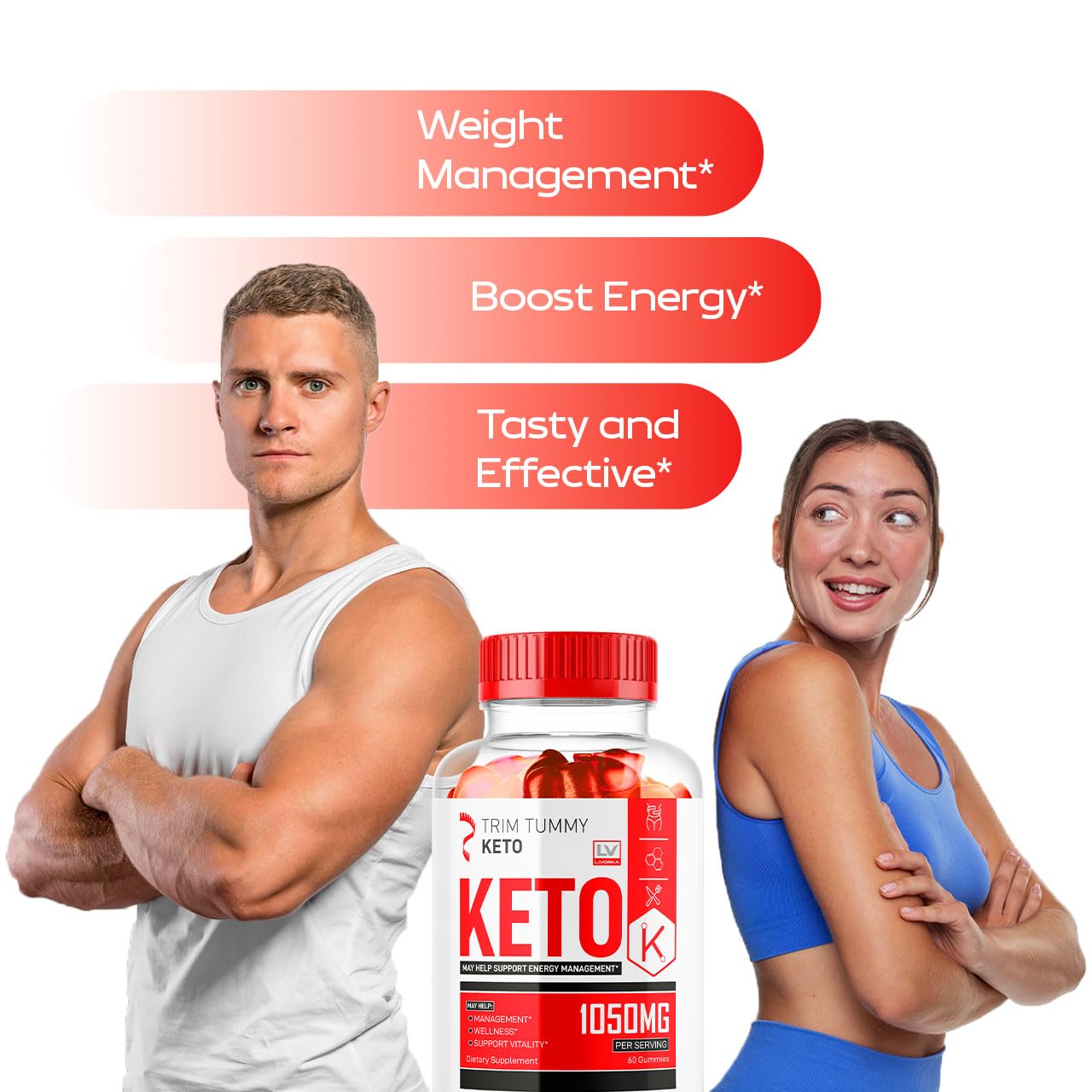 LIVORKA Trim Tummy Keto ACV Gummies 1050MG Advanced Formula, 60 Gummies