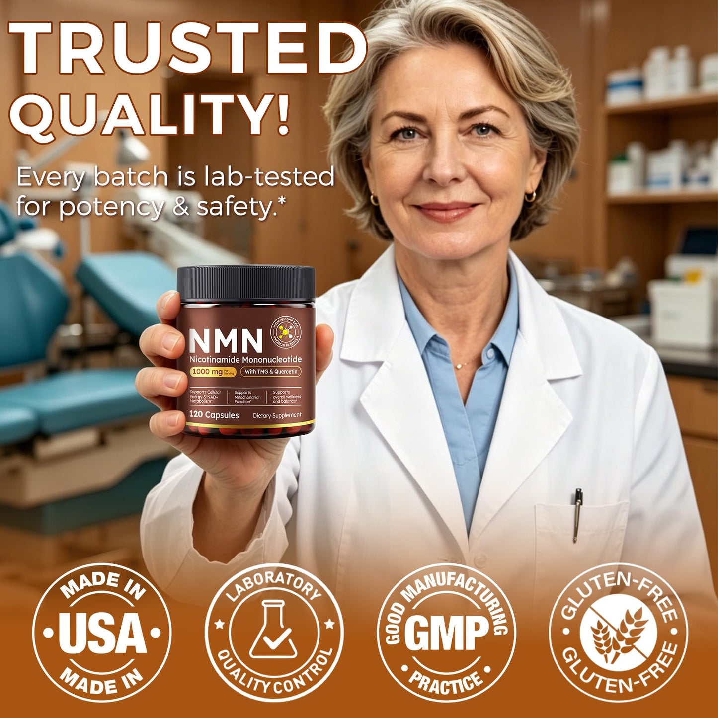 YJDHRPBI NMN Supplement, NAD+ Precursor, 10-in-1 with Nicotinamide Mononucleotide, Resveratrol, CoQ10, Quercetin & Glutathione, Supports Cellular Energy & Longevity, Capsule, 120 Count