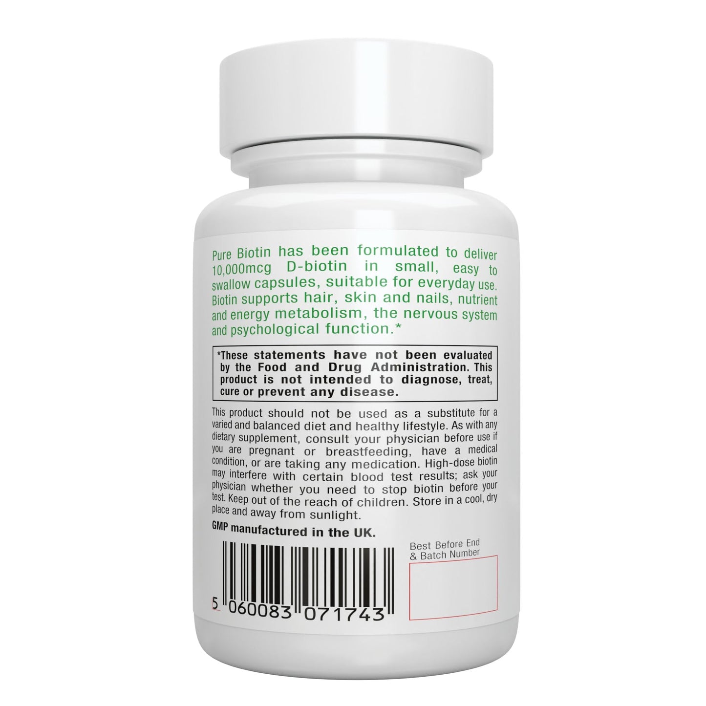 Igennus Healthcare Nutrition Clean Biotin 10,000mcg High Potency Vitamin B7 Capsules, 180 Count