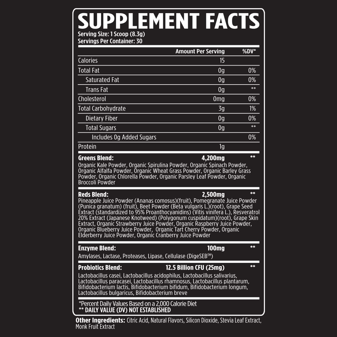 VMI Sports Greens + Reds Advanced Superfood Immunity and Gut Health Powder 8.68 Ounce