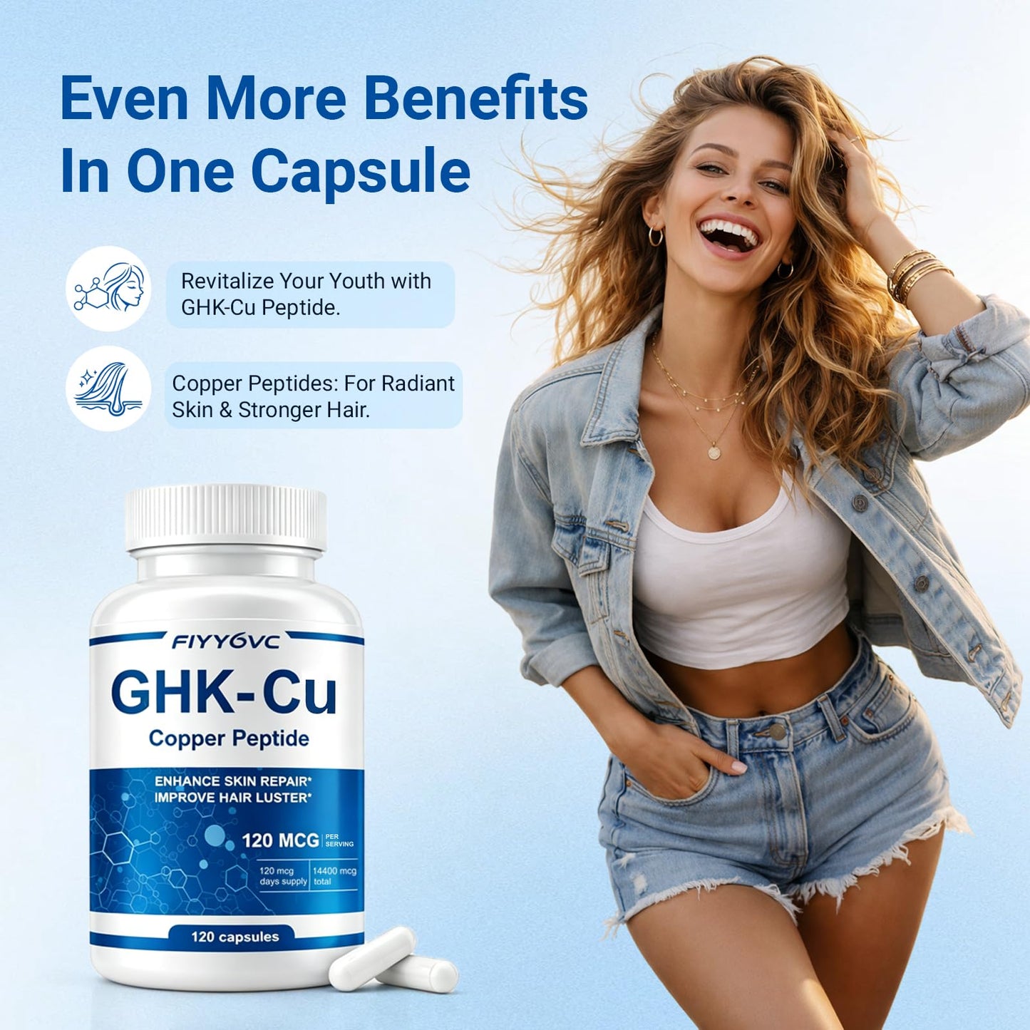FIYY6VC GHK-Cu Copper Peptide Supplement Capsule 120