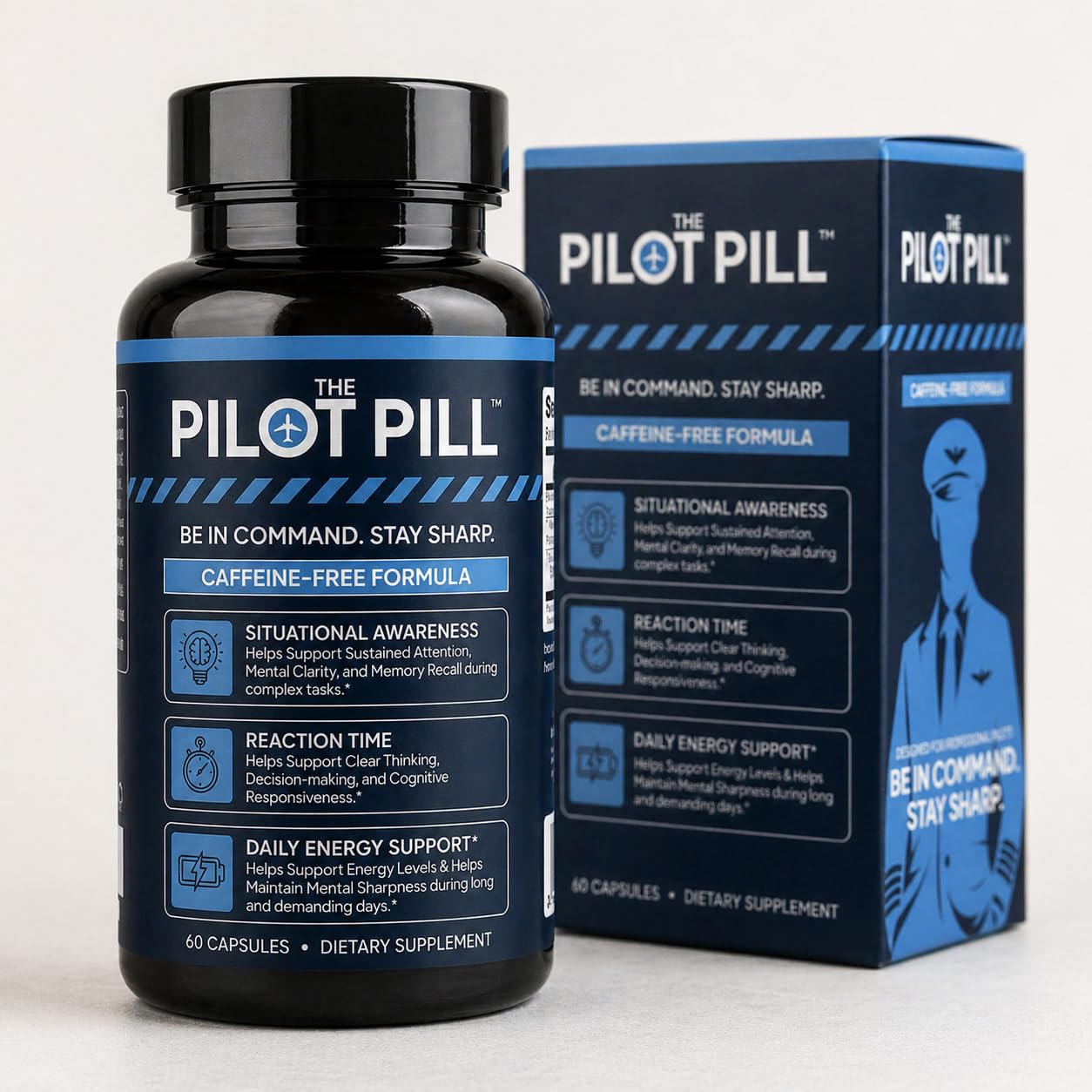 The Pilot Pill Caffeine Free Premium Nootropic for Focus & Mental Clarity 60 Capsules