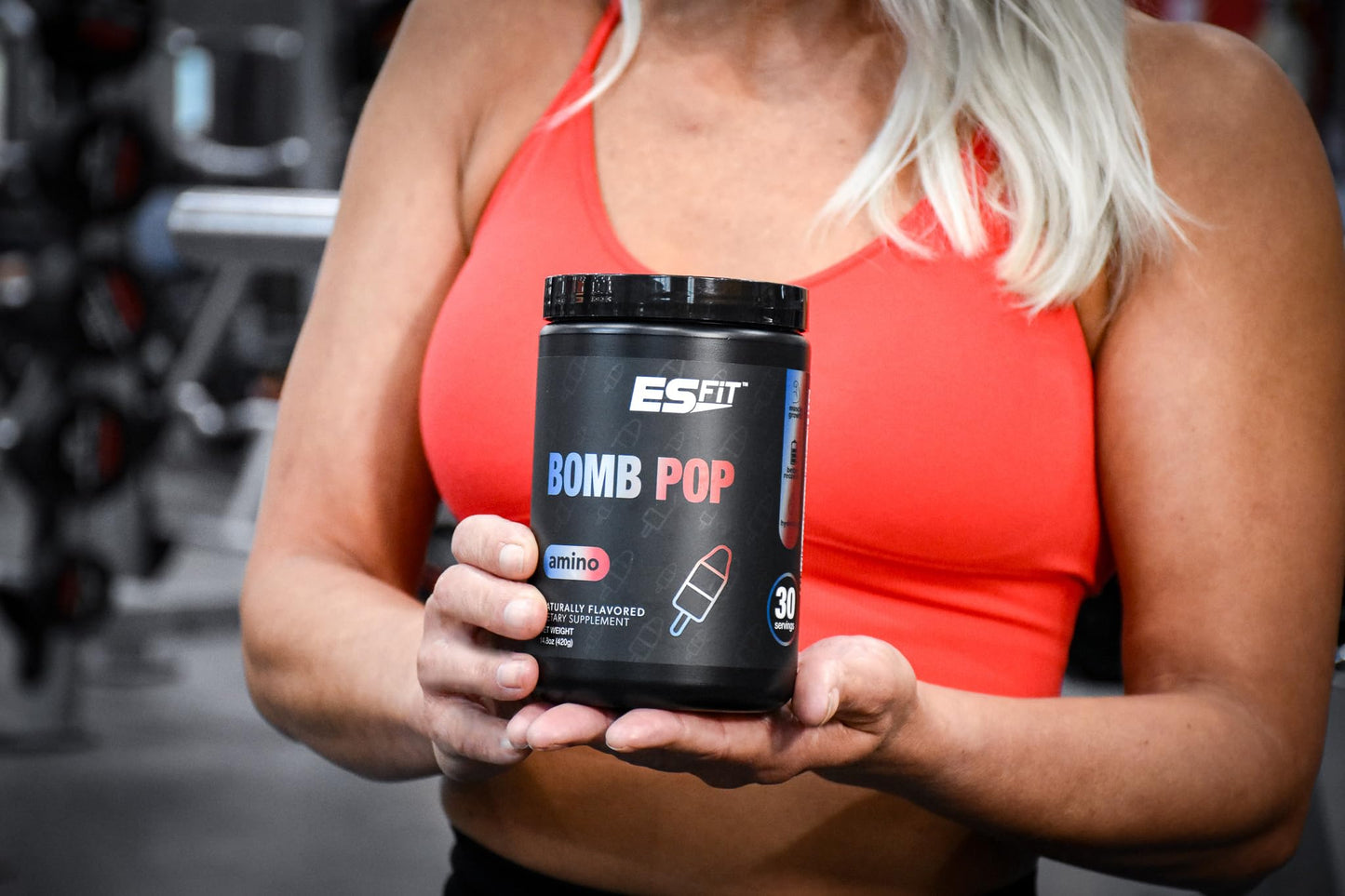 ES FIT Amino Powder - Pre and Post Workout with Electrolytes - BCAA 2:1:1 Ratio, Bomb Pop, 14.8 Ounce