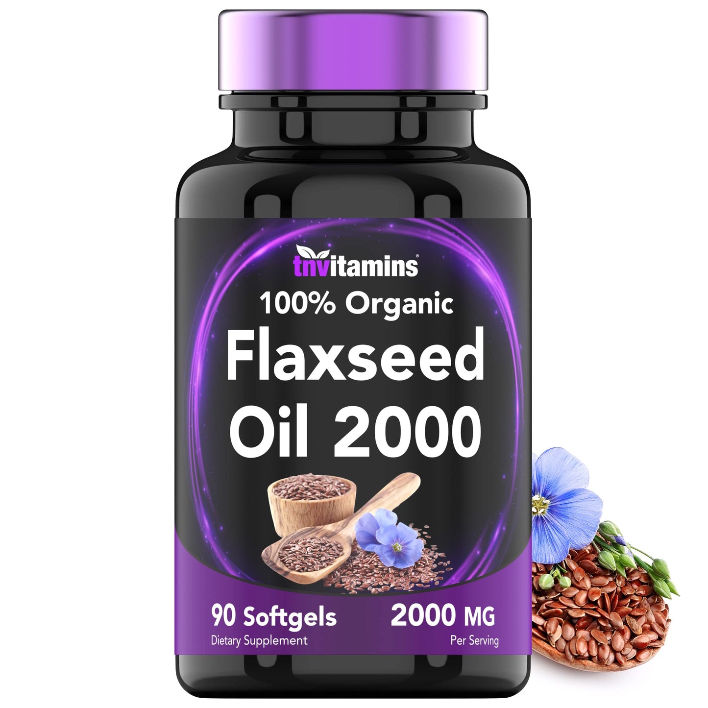 tnvitamins Organic Flaxseed Oil Softgels 2000 mg, 90 Softgels