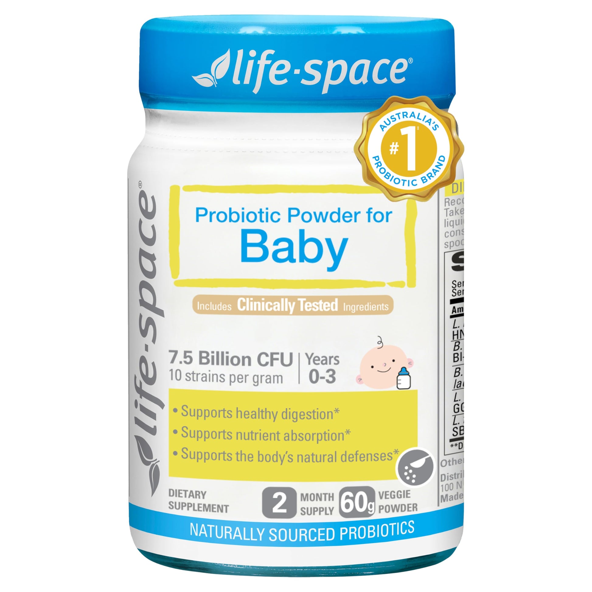 Life-Space Probiotic Powder 2.12 oz for Baby (0-36 Months), 7.5 Billion CFU, Multi-Strain