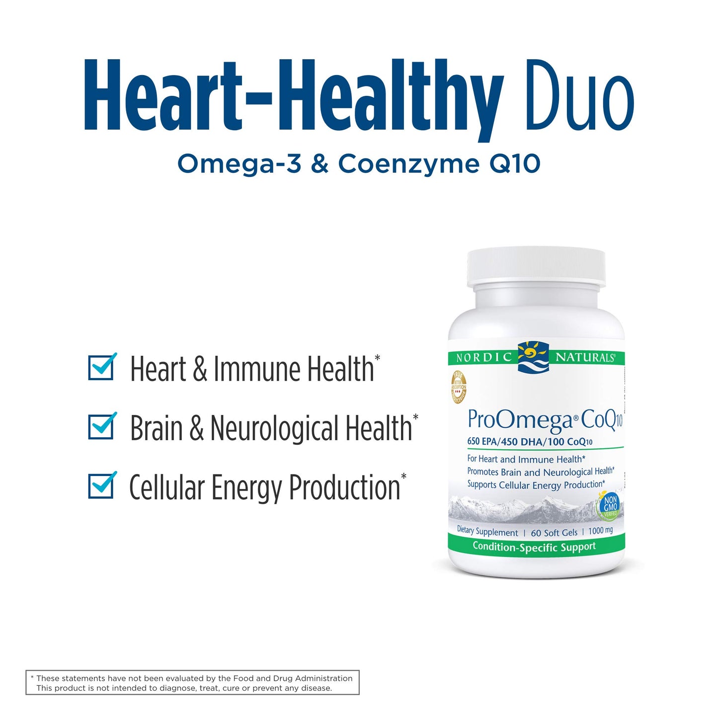 Nordic Naturals ProOmega CoQ10 1000mg Softgels, 60 Count