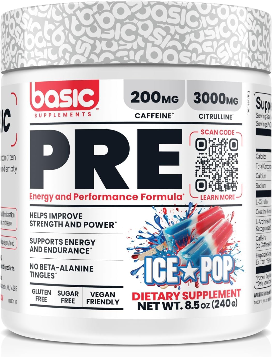 BASIC SUPPLEMENTS Basic Pre-Workout Powder 8.5 oz