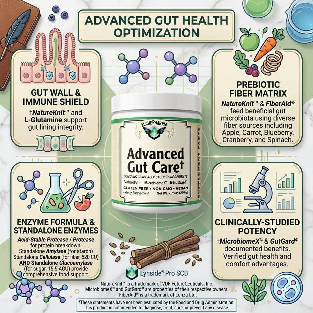 AlchePharma Advanced Gut Care Dietary Supplement Powder 7.73 Ounce