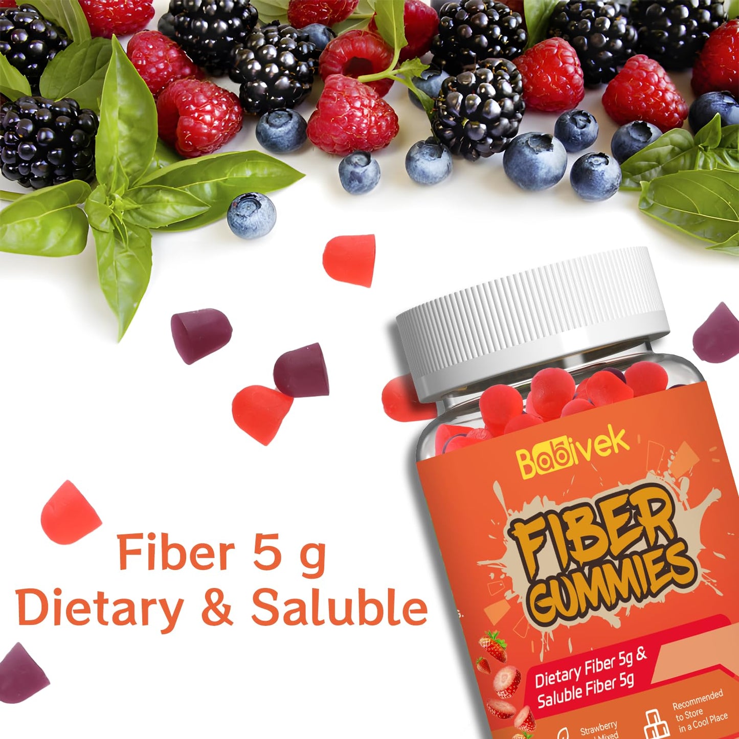 Babivek Fiber Gummies for Women and Men Dietary Fiber Gummy, 60 Count