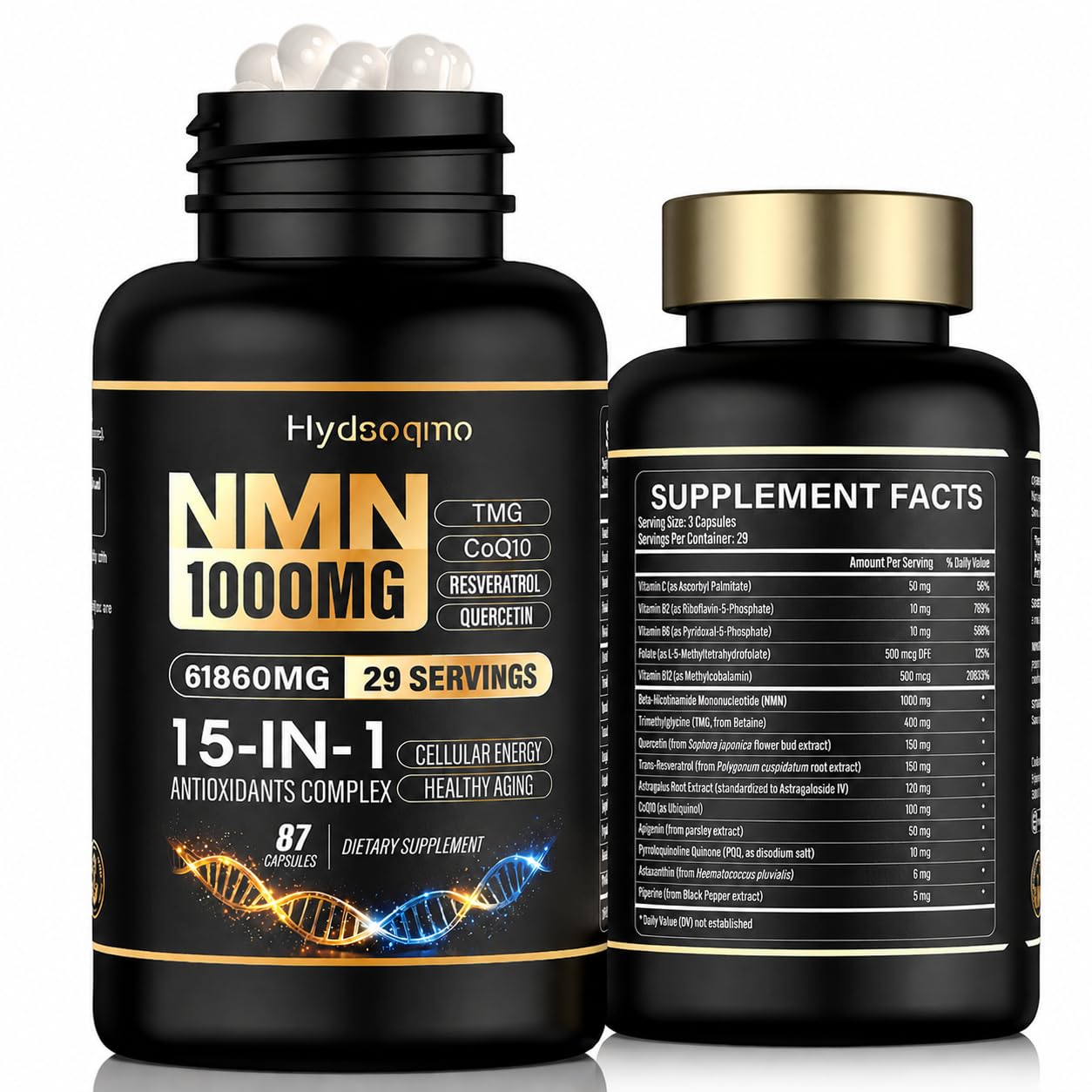 Hydsoqmo NMN NAD+ Supplement 1000mg Capsule 87 Count