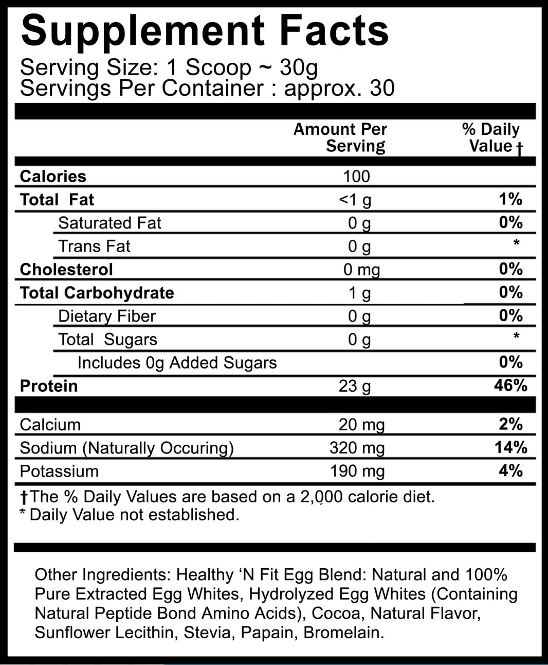 Healthy 'N Fit 100% Egg Protein Powder Heavenly Chocolate 32 Servings