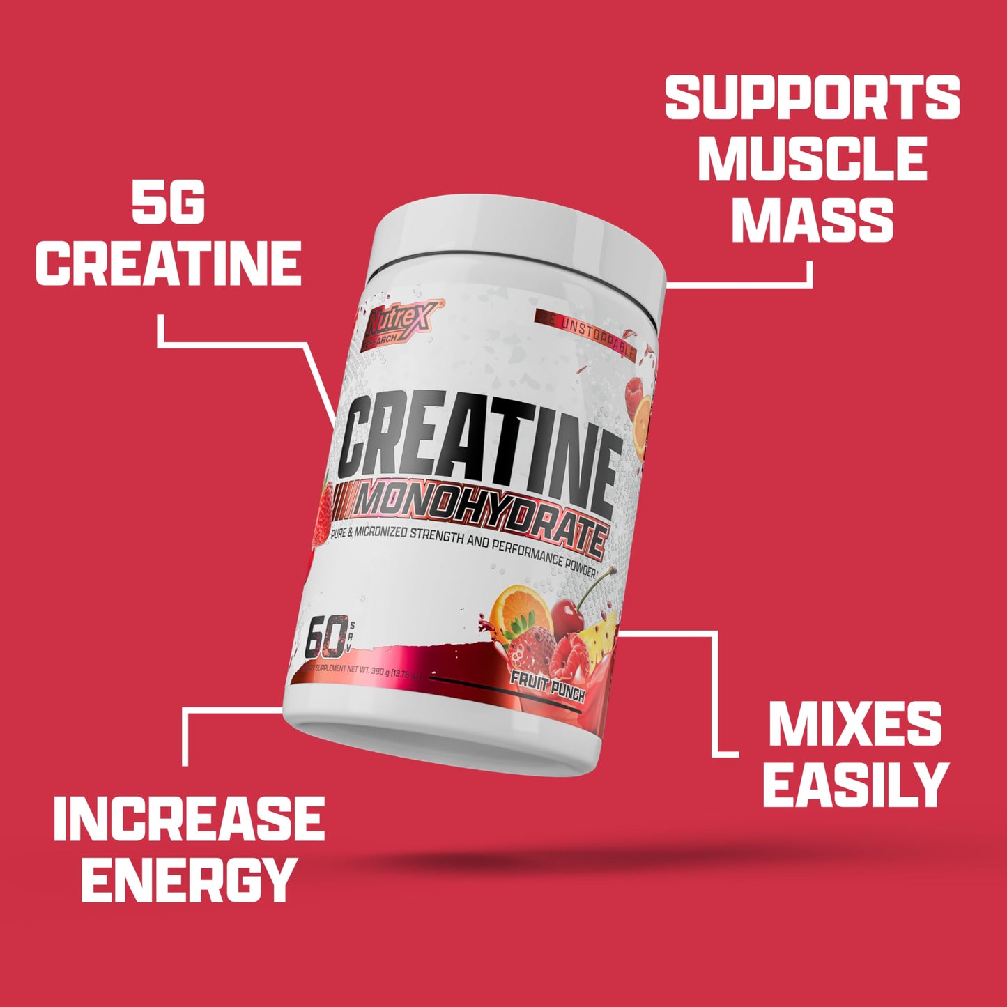 Nutrex Research Creatine Powder Fruit Punch, 13.75 Ounce