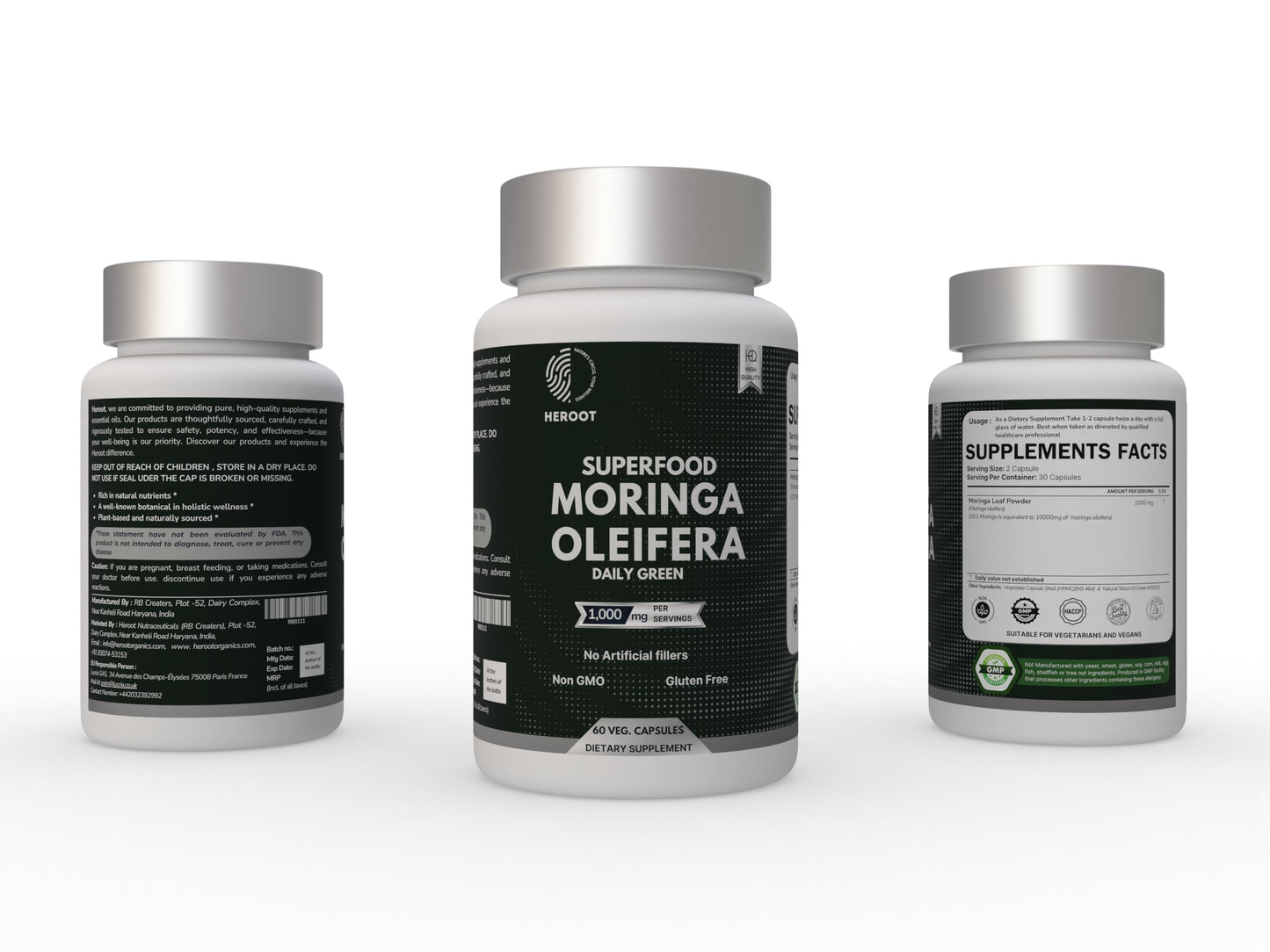 Heroot Organic Moringa Capsules 60 Capsules