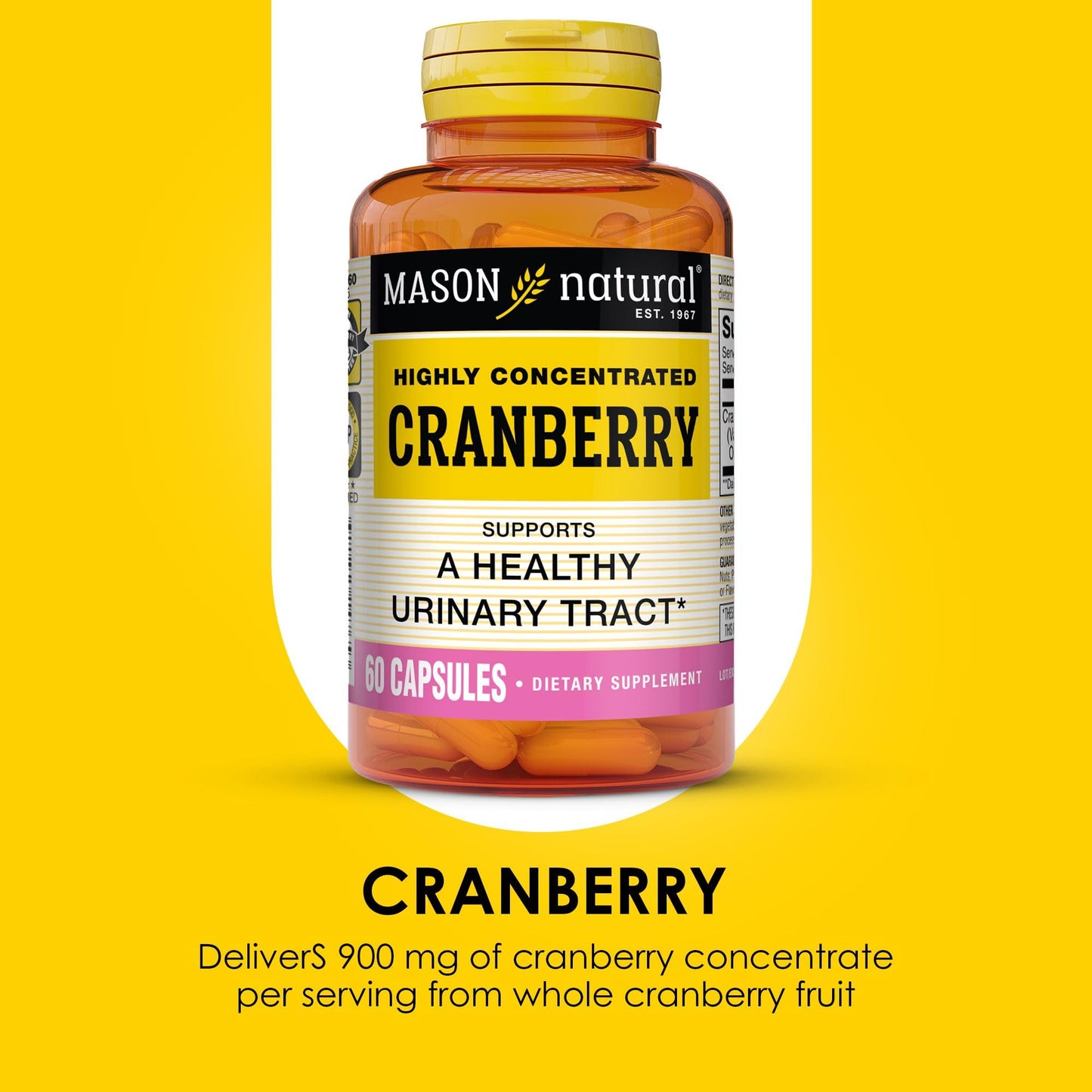 MASON NATURAL Cranberry Highly Concentrated 900 mg Capsules, 60 Count