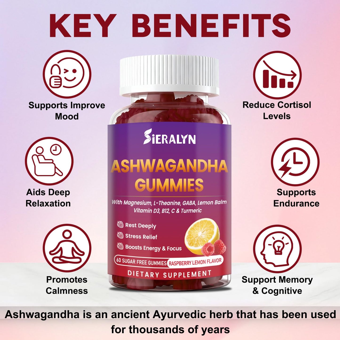 Sieralyn Ashwagandha Gummies 2000mg, 60 Count