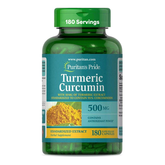 Puritan's Pride Turmeric Curcumin 500mg, 180 Rapid Release Capsules