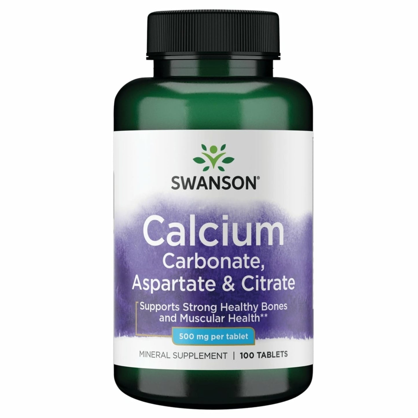 Swanson Calcium (Carbonate Aspartate & Citrate) 500 mg Tablet, 100 Tablets