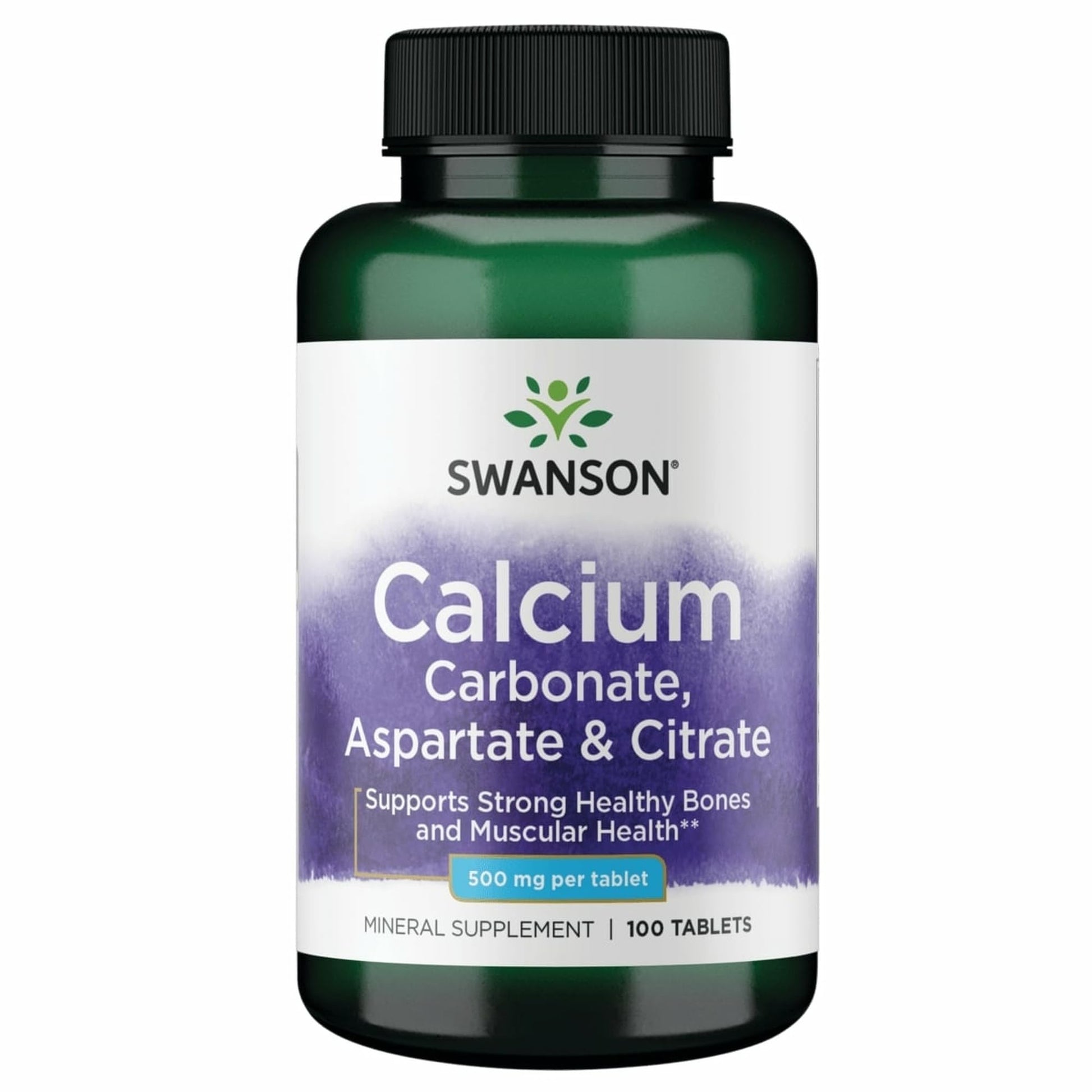 Swanson Calcium (Carbonate Aspartate & Citrate) 500 mg Tablet, 100 Tablets