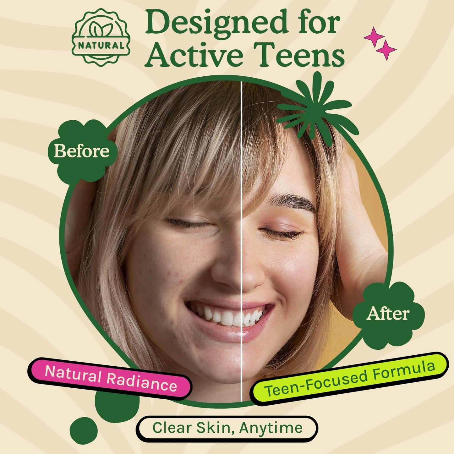 NURISR Acne Supplements for Teenagers with Vitamins A, B, C, E & Biotin for Clear, Radiant Skin - Gluten-Free, 60 Tablets