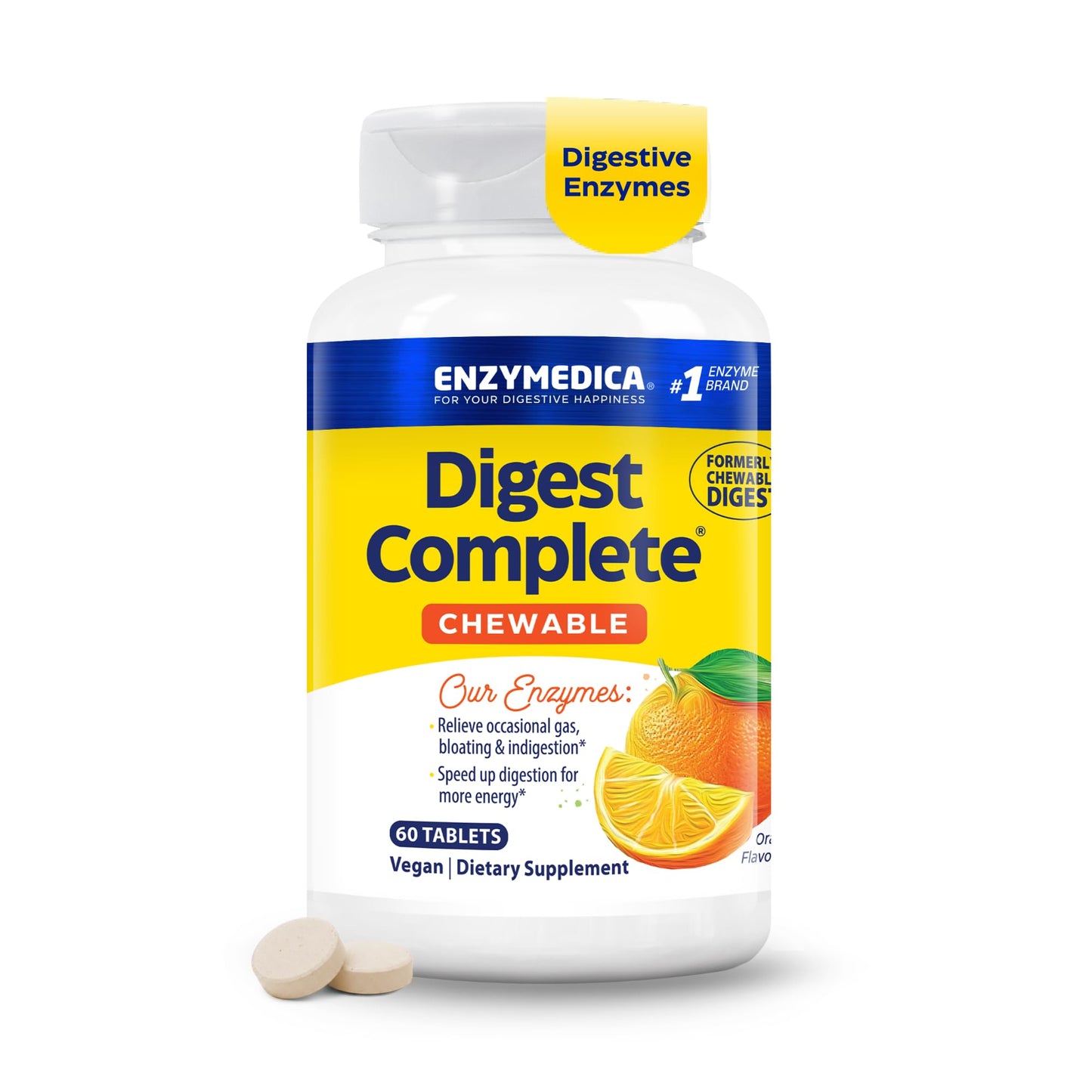 Enzymedica Digest Complete Chewable Digestive Enzyme Supplement, 60 Tablets