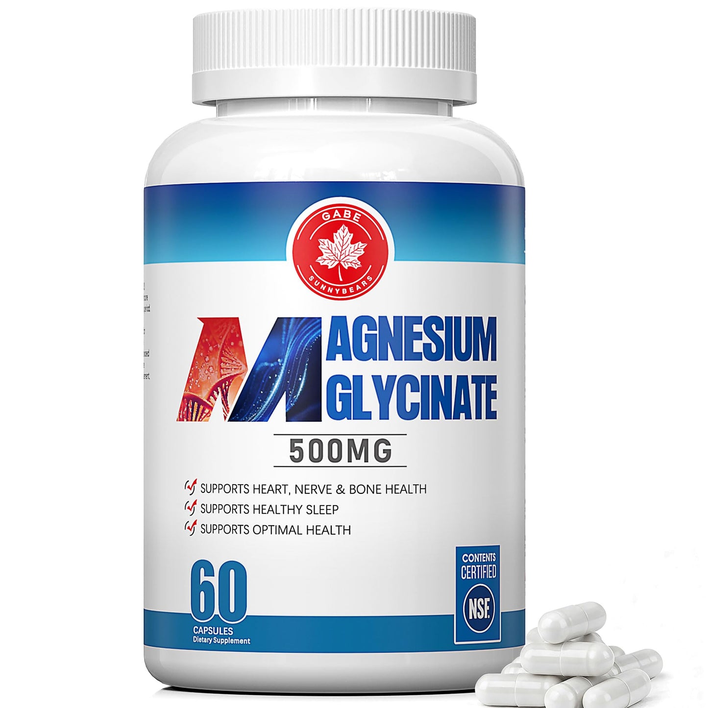 GABE SUNNYBEARS Magnesium Glycinate 500mg Capsule, 60 Count