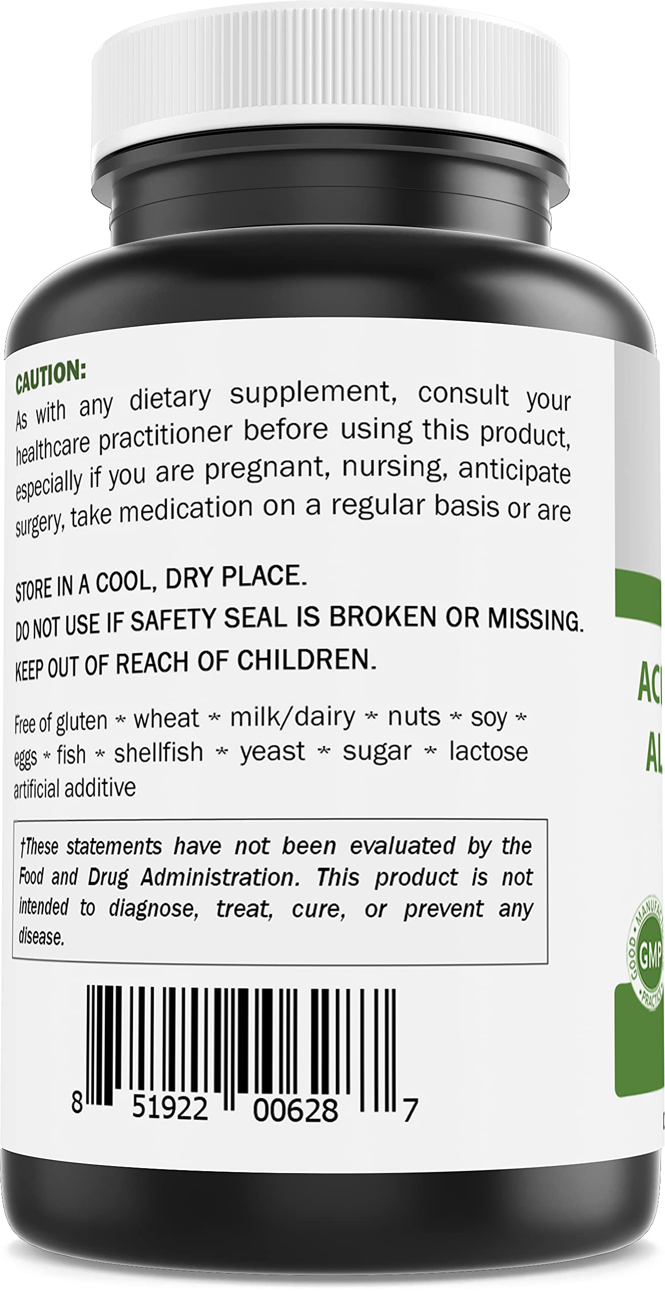 Brieofood Acetyl L-Carnitine Alpha Lipoic Acid (ALA ALC) 750 mg, 120 Capsules