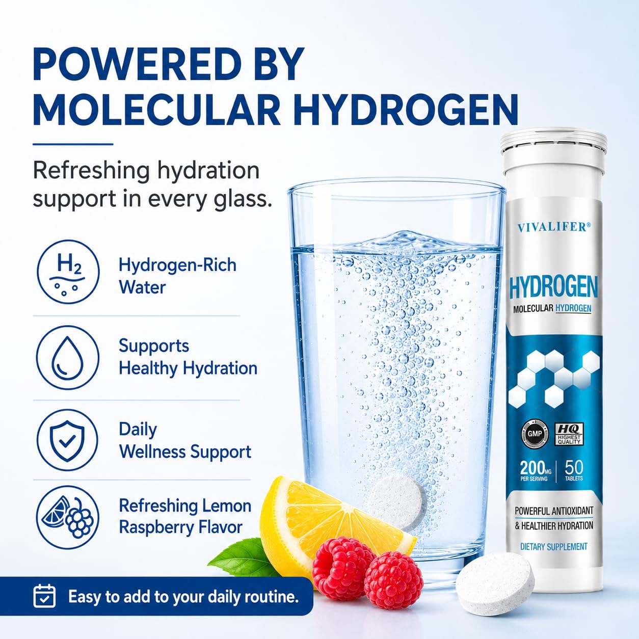 CORELIX Hydrogen Water Tablets with Magnesium, Lemon Raspberry, 100 Count