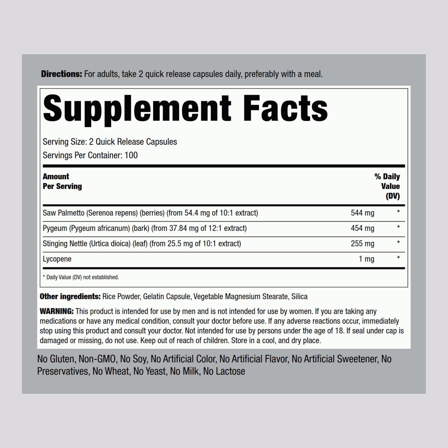 Piping Rock Prostate Supplement for Men Capsules 200 Count