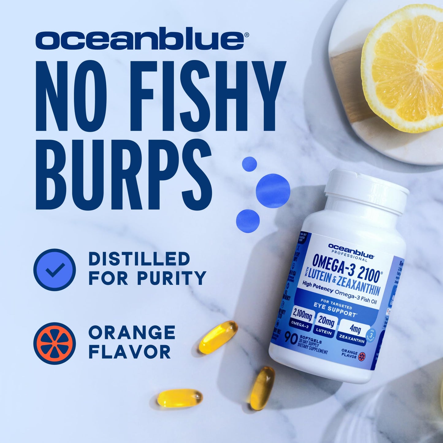 Oceanblue Omega-3 2100mg with Lutein & Zeaxanthin Softgels, 90 Count