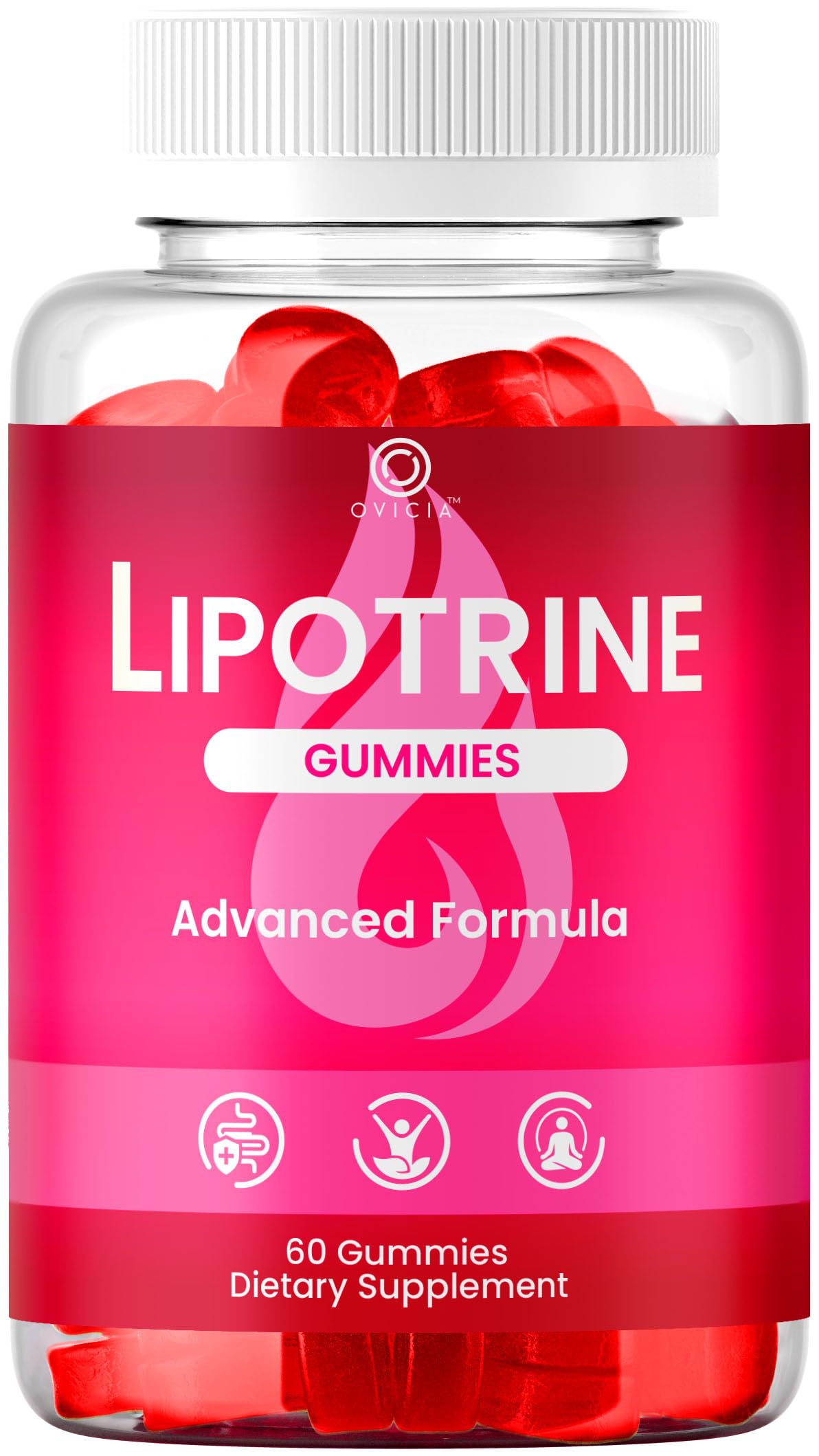 OVICIA Lipotrine Gummies Advanced Premium Formula Maximum Strength Gummy, 60 Count