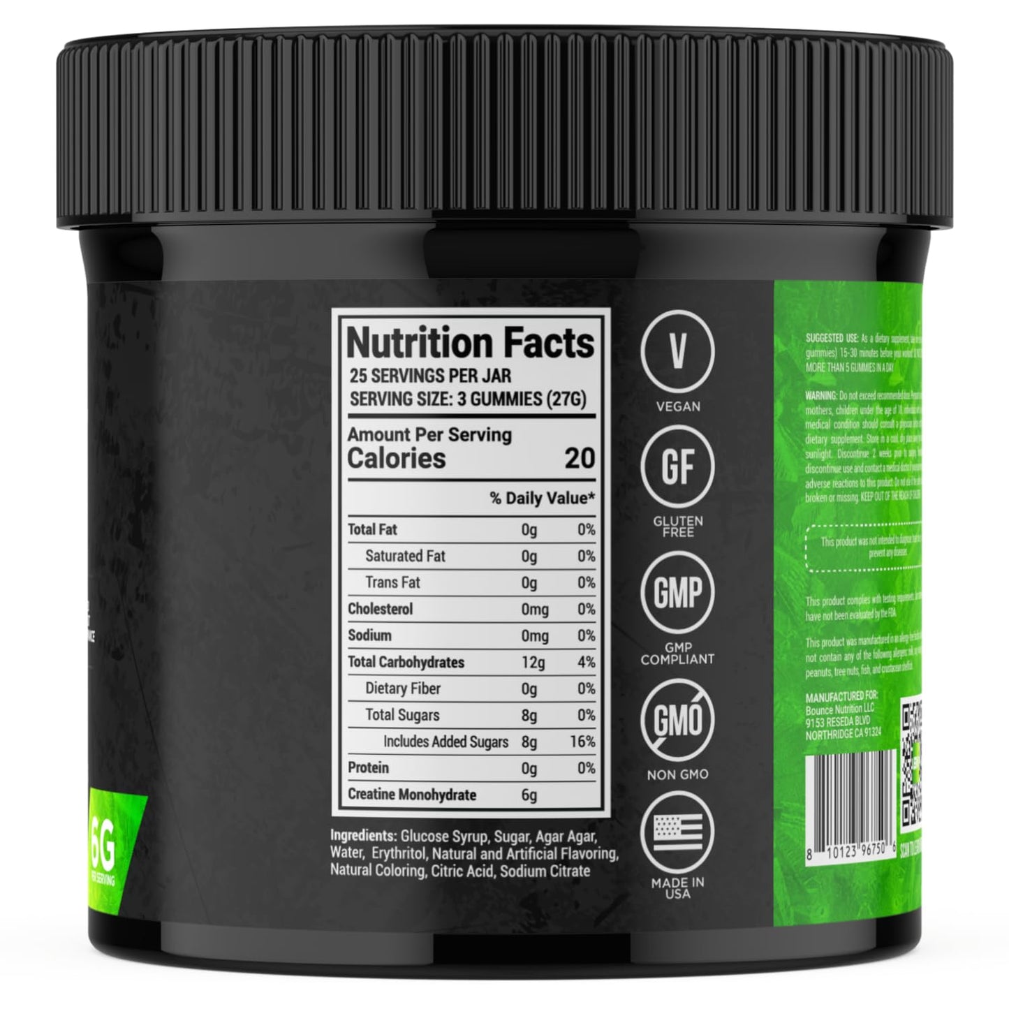 Bounce Pro Creatine Monohydrate Gummies 75 Count