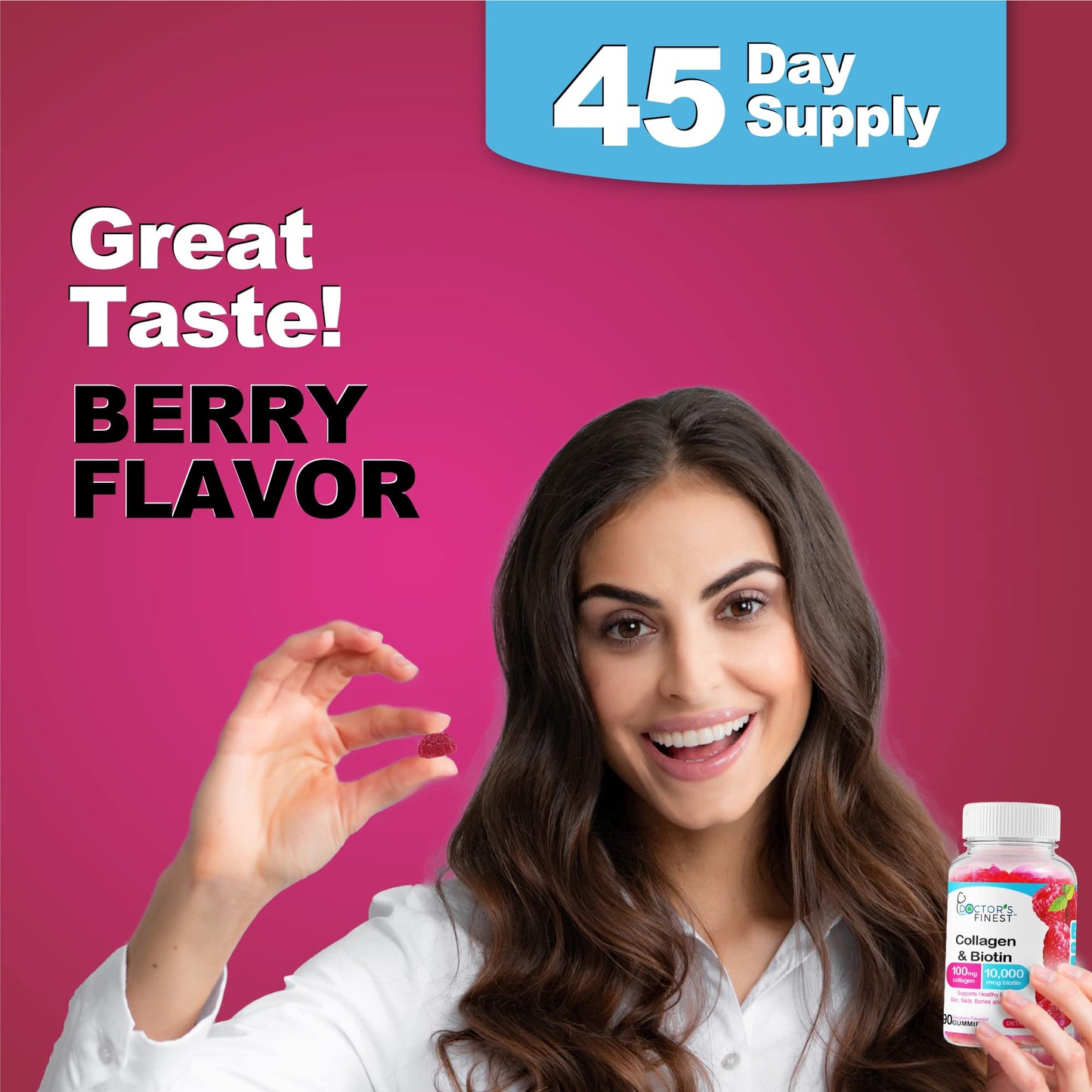 DOCTORS FINEST Collagen and Biotin 10000mcg Gummies, 90 Gummies