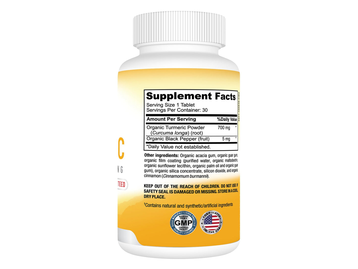 Best Earth Naturals Organic Turmeric 700 mg with Black Pepper for Max Absorption Tablets, 30 Count