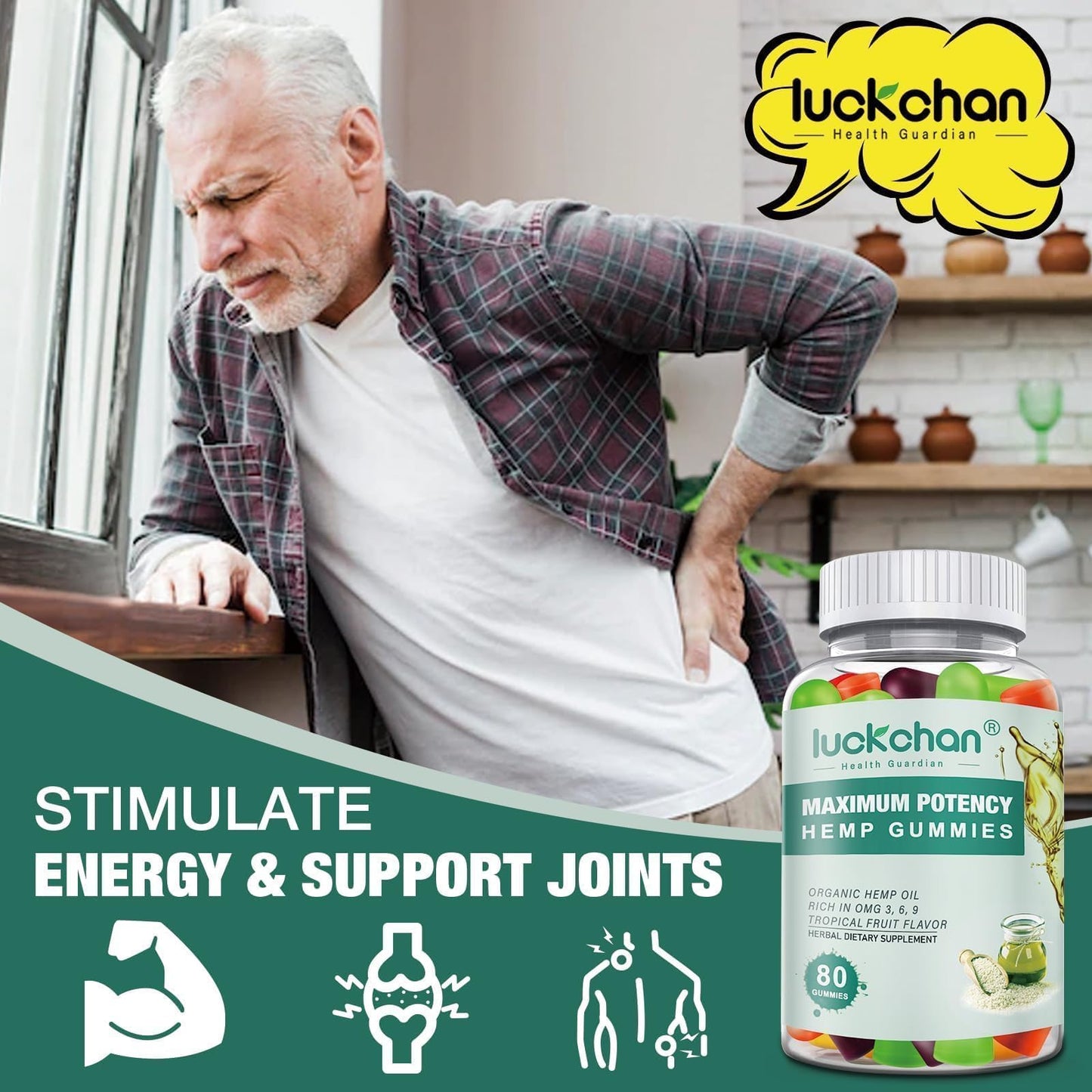 LUCKCHAN Hemp Gummies High Potency for Sleep, Pain, Anxiety, 320 Gummies