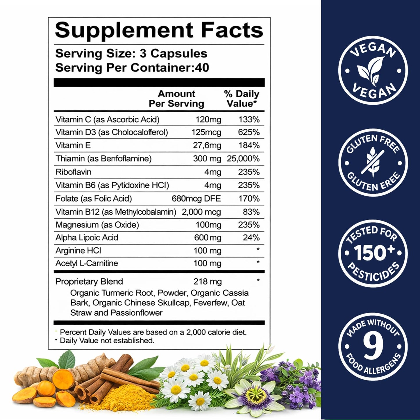 Daioloes R-Alpha Lipoic Acid Vitamin B1, B6, B12, Magnesium Capsule 120 Count