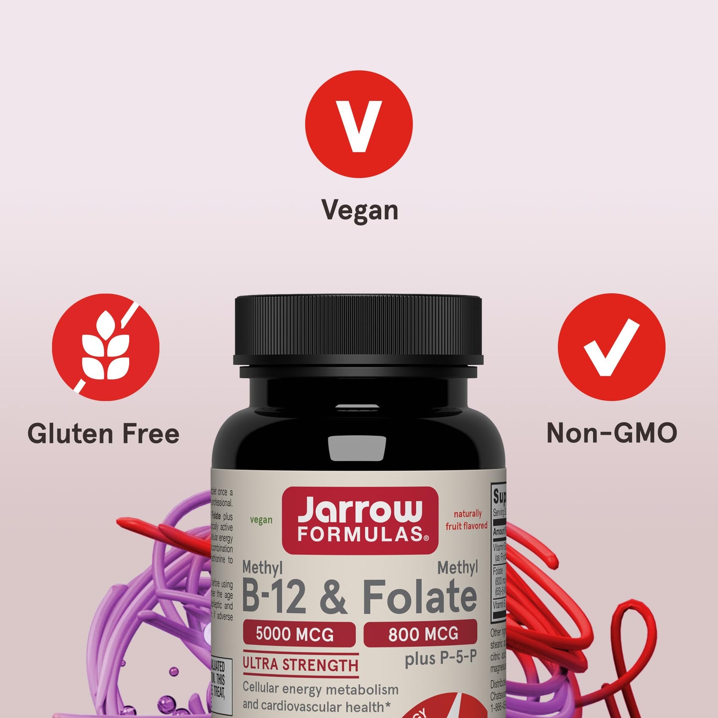 Jarrow Formulas Methyl B-12 & Methyl Folate Supplement Chewable 60 Count