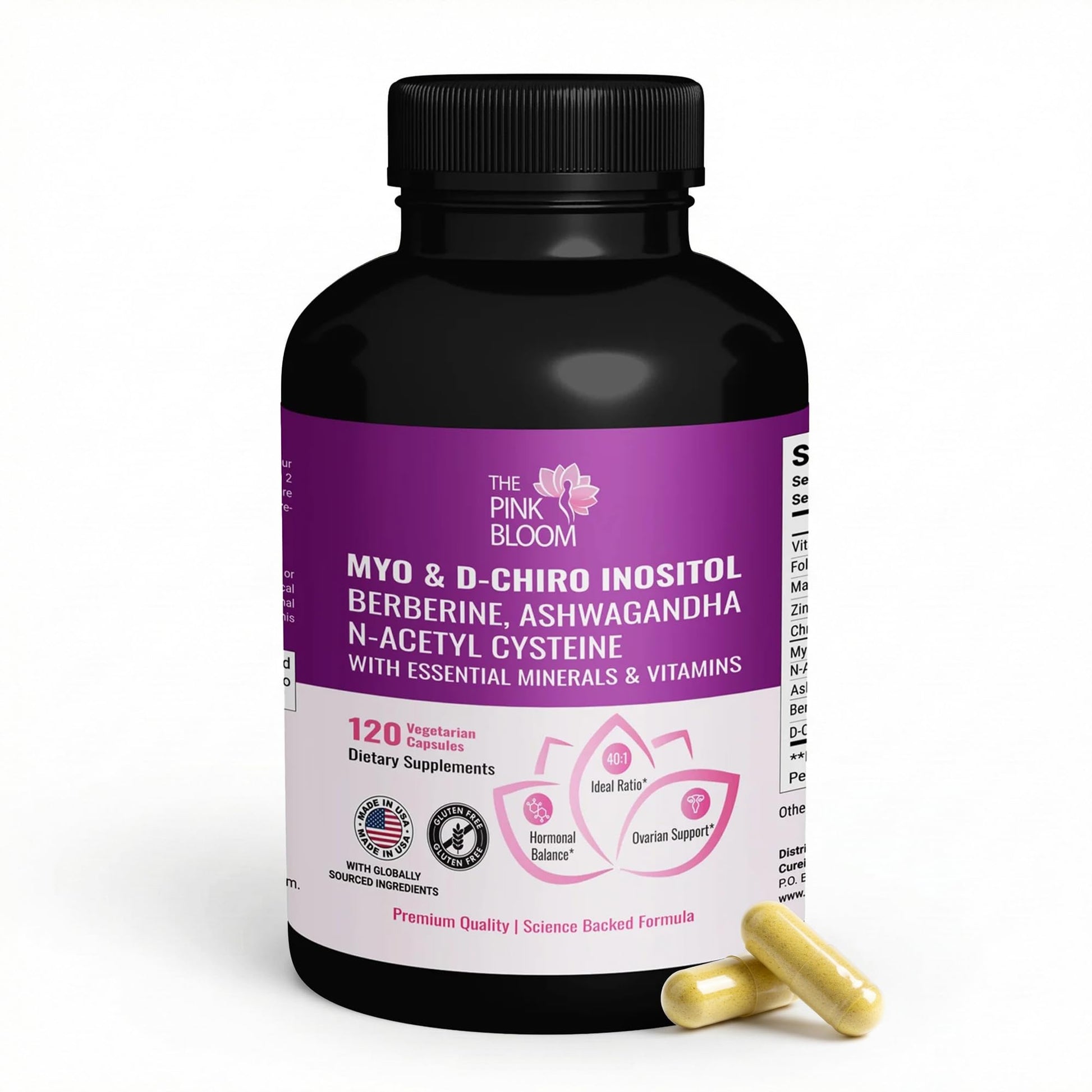 The Pink Bloom Myo & D-Chiro Inositol 40:1 Ratio Capsules, 120 Count