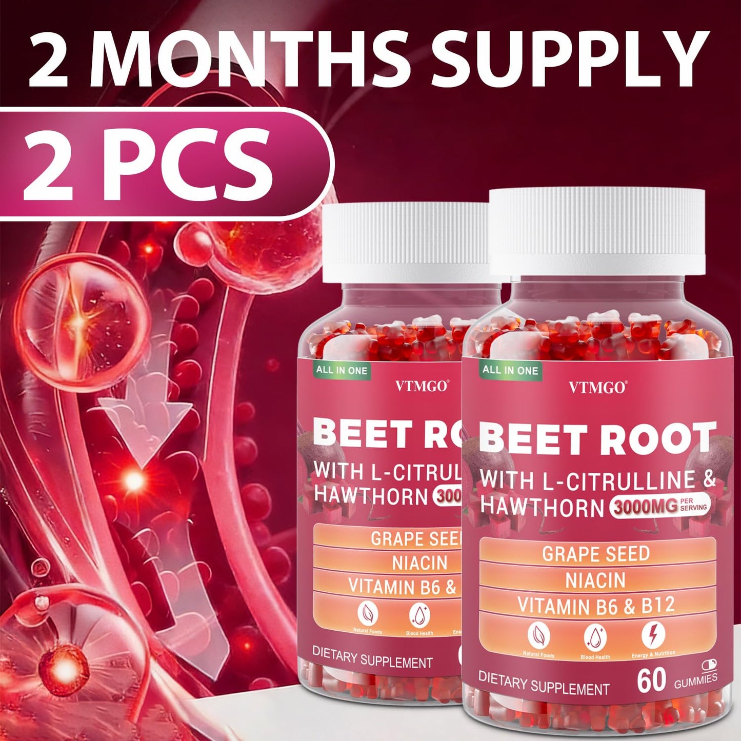 VTMGO Beet Root Gummies 60 Count