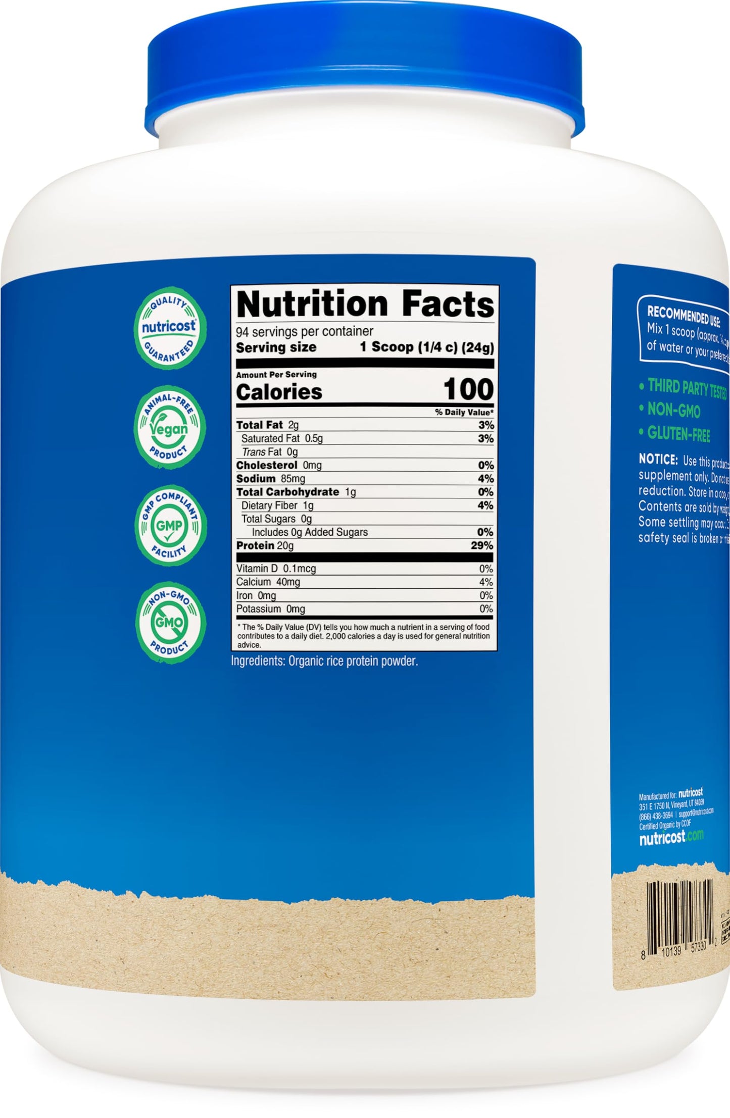 Nutricost Organic Rice Protein Powder 80 Servings