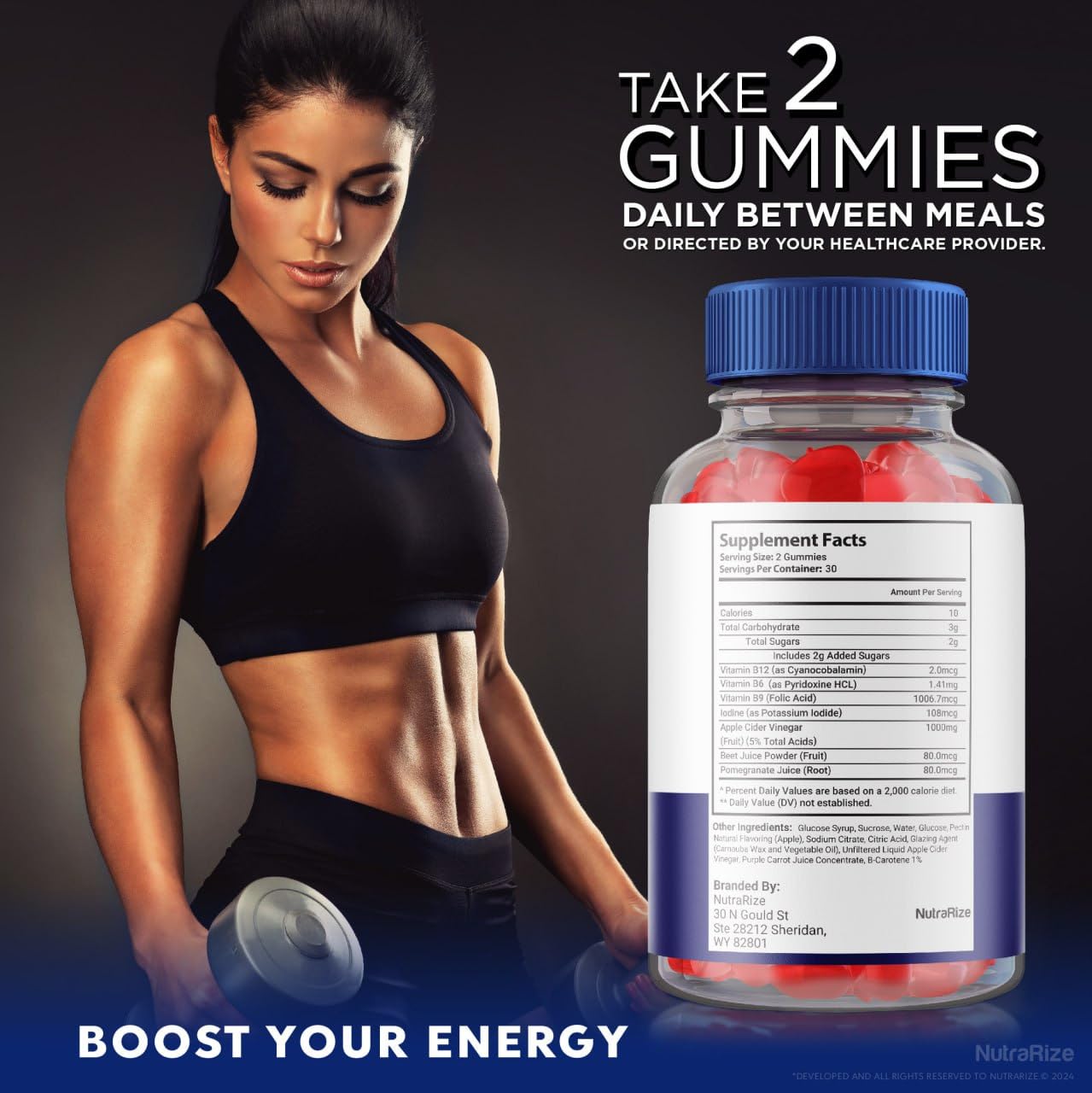 NutraRize HealthSmart Keto ACV Gummies, 60 Gummies
