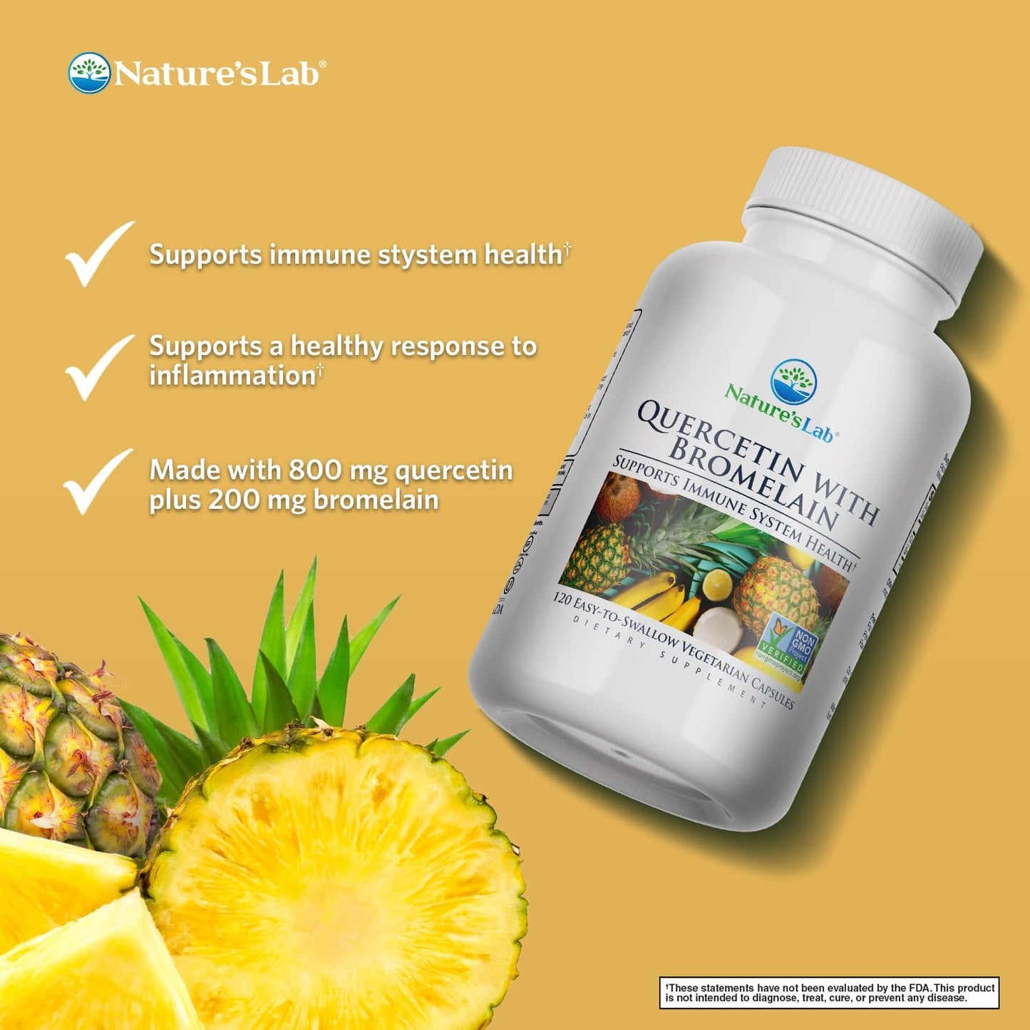 Nature's Lab Quercetin Bromelain 120 Capsules
