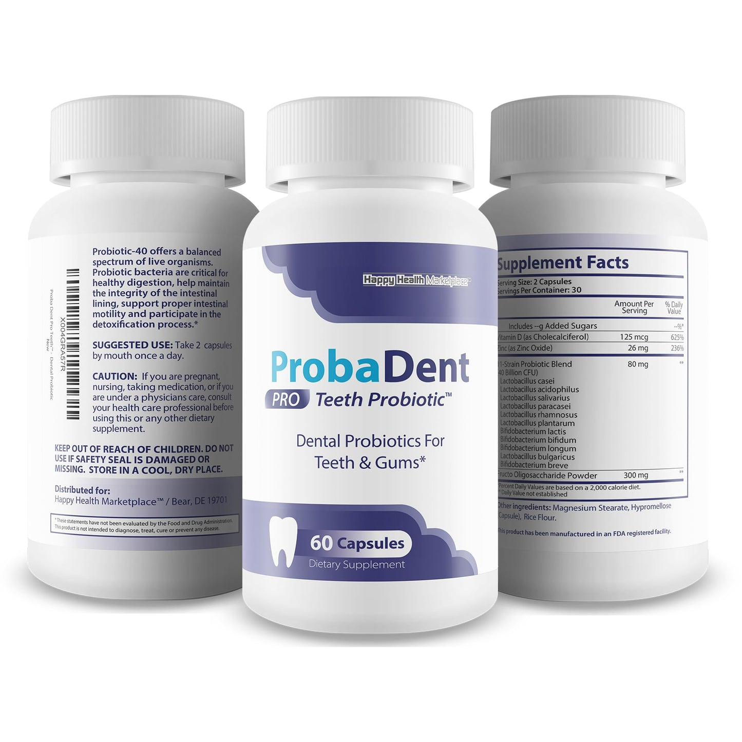 Happy Health Marketplace Proba Dent Pro Teeth Probiotic Capsule 60 Count