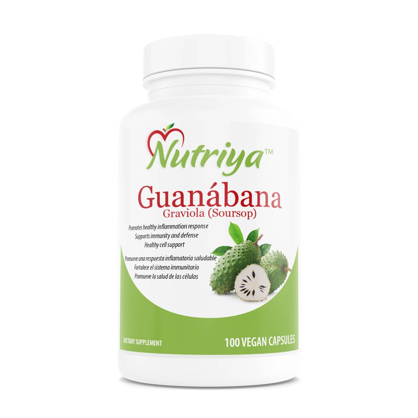 Nutriya Guanábana (Graviola-Soursop) - Super Antioxidant-Supports Healthy Cell - Immune System Booster - 100 Vegetarian Capsules