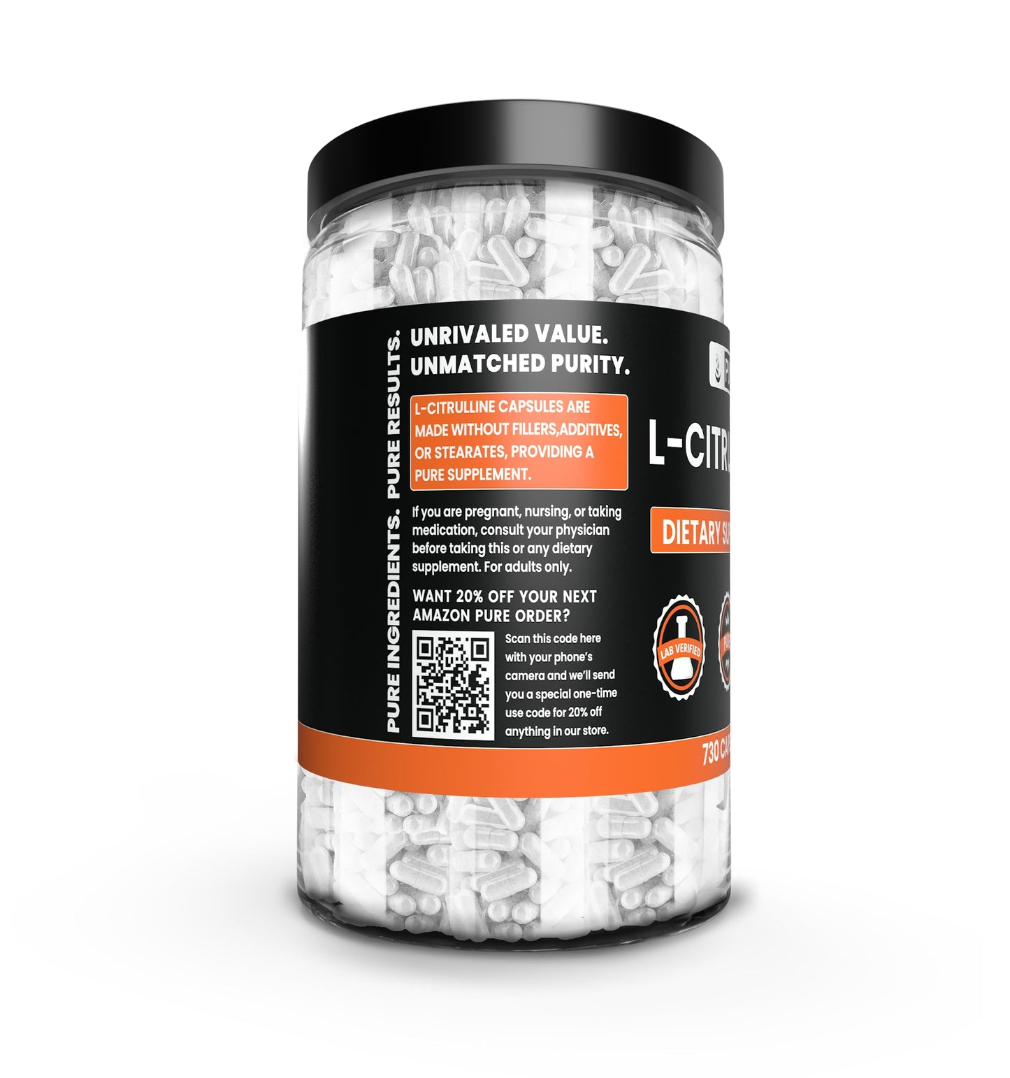 Pure Original Ingredients L-Citrulline Capsules 730