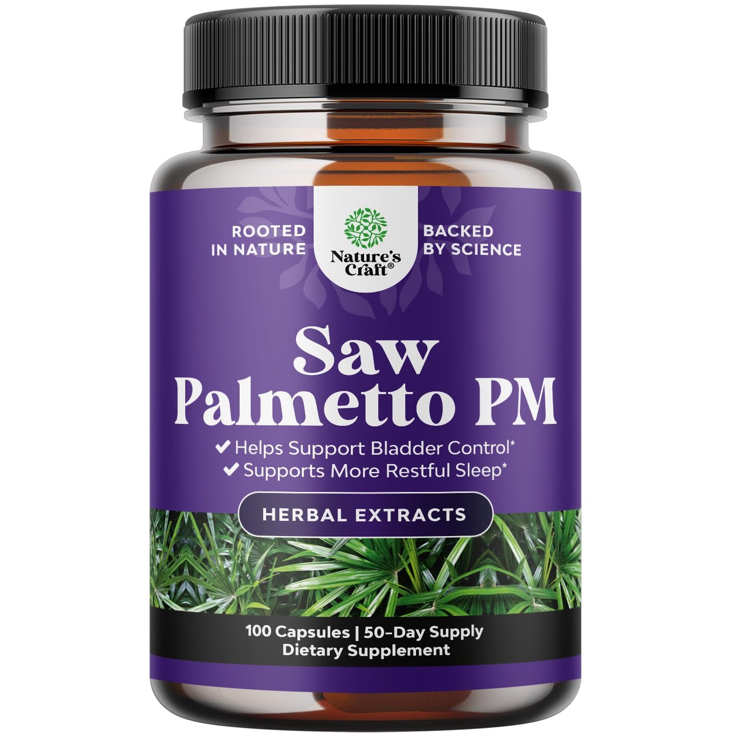 Natures Craft Nighttime Defense Saw Palmetto for Men Saw Palmetto Extract Prostate Supplement with Lycopene, Pumpkin Seed & Melatonin Capsule, 100 Count