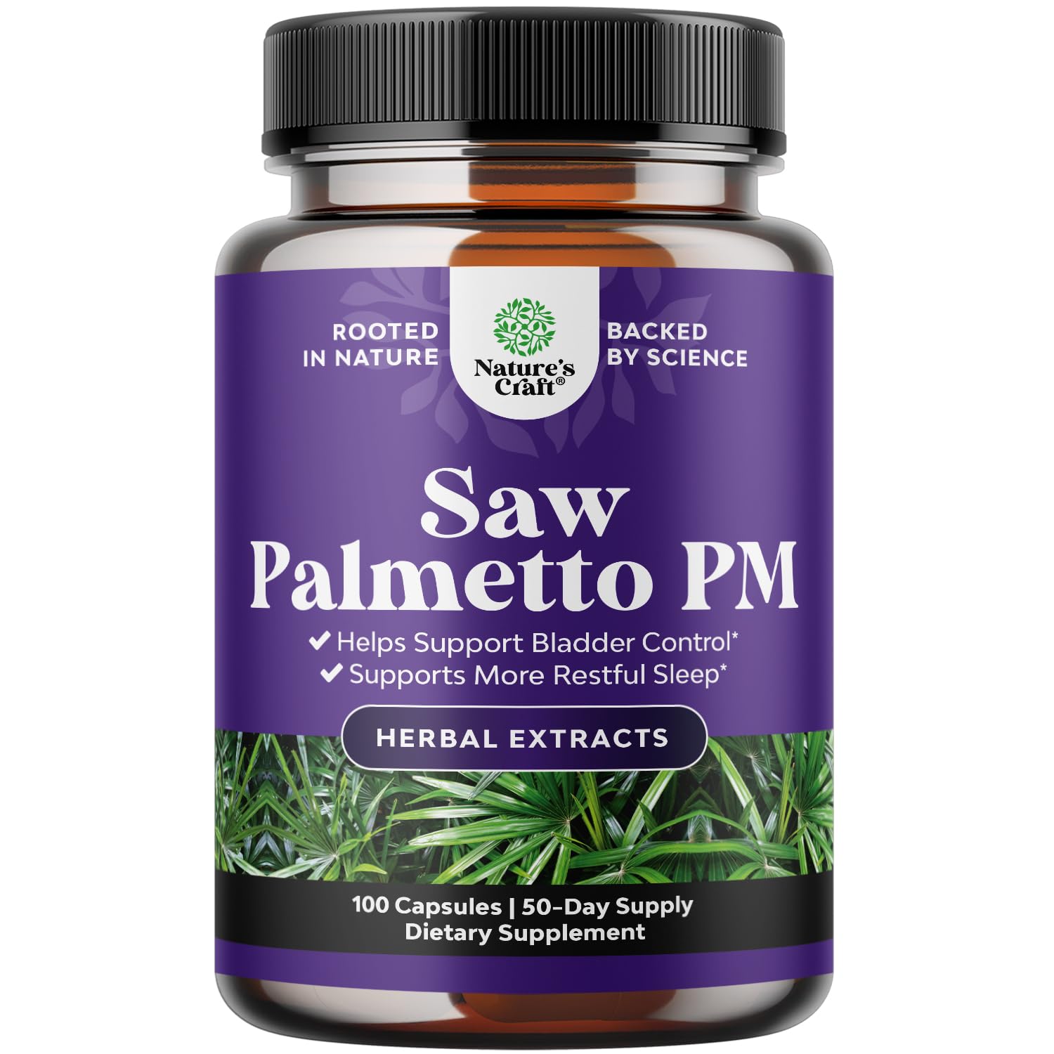 Natures Craft Nighttime Defense Saw Palmetto for Men Saw Palmetto Extract Prostate Supplement with Lycopene, Pumpkin Seed & Melatonin Capsule, 100 Count