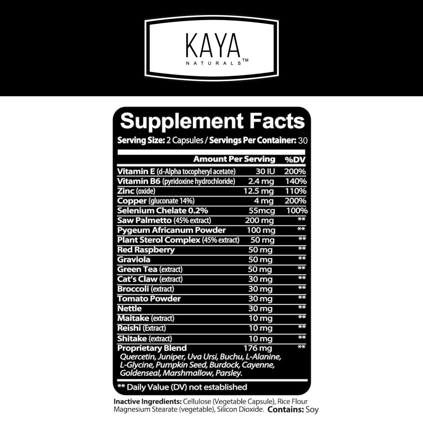 Kaya Naturals Prostate Support Saw Palmetto Capsules 60 Count
