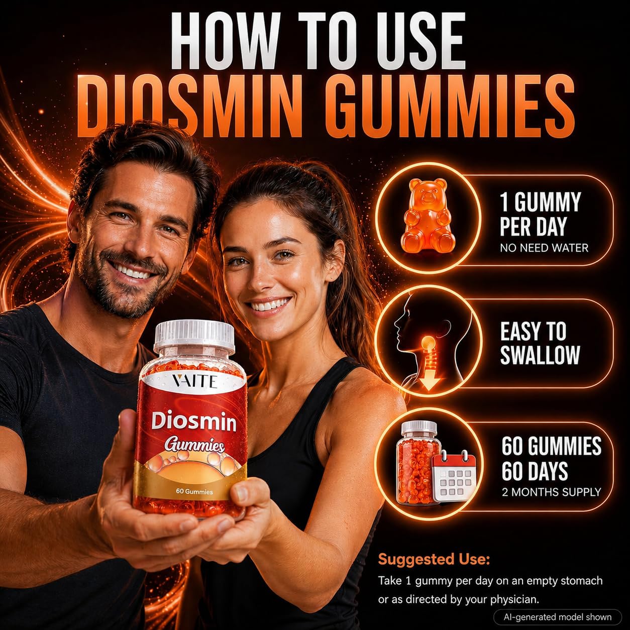 VAITE Diosmin 1000mg Gummies 60