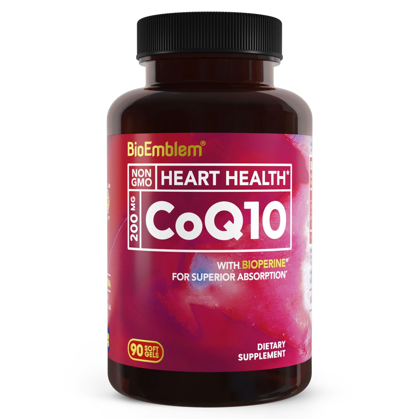 BioEmblem CoQ10 200mg with BioPerine Softgels, 90 Count