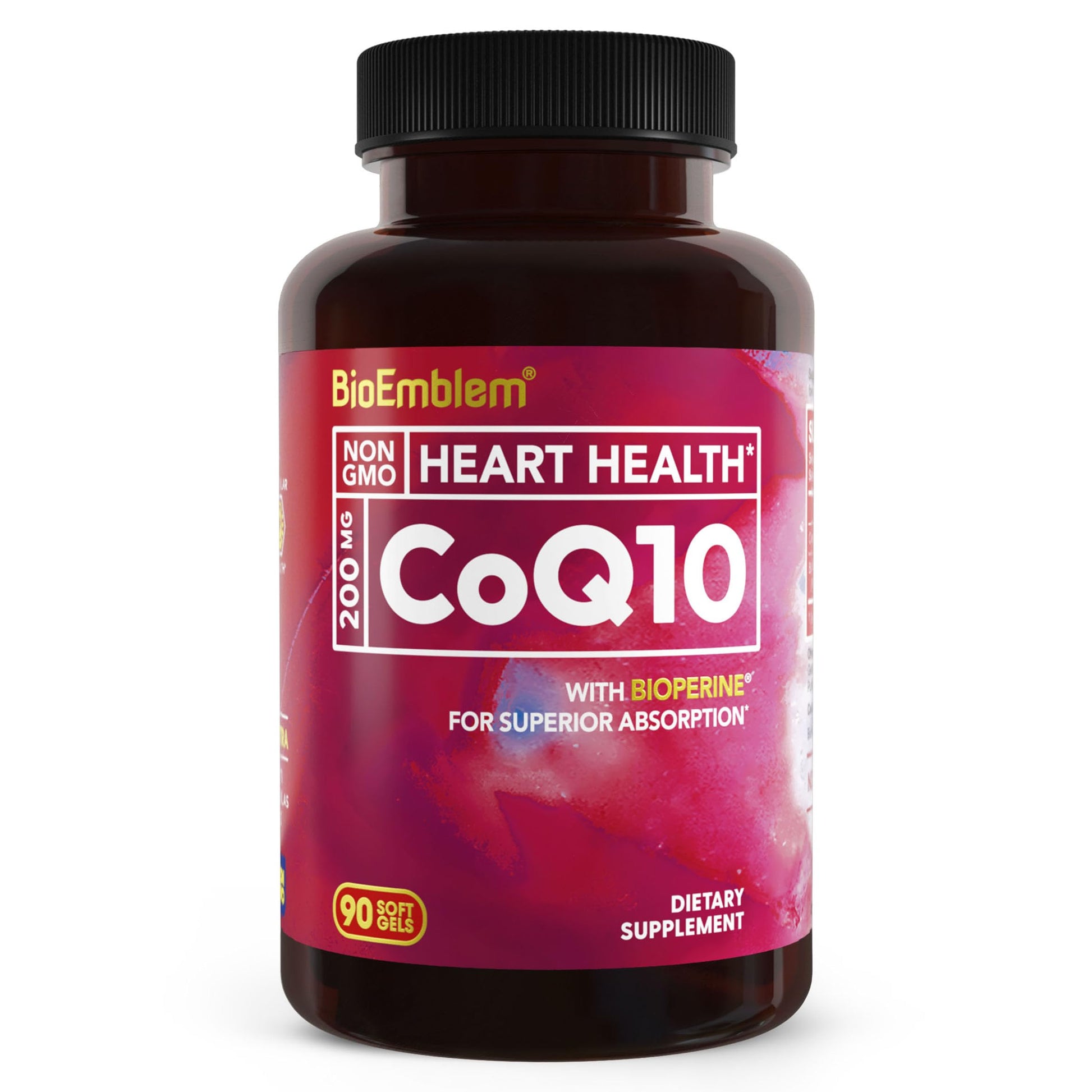 BioEmblem CoQ10 200mg with BioPerine Softgels, 90 Count